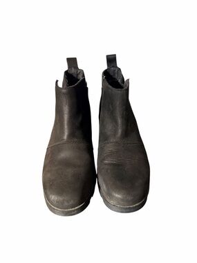 SOREL Women’s Black Leather Chelsea Ankle Boots Size 9 Elastic Lug Sole